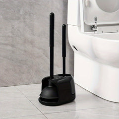 Toilet Plunger & Brush Set with Stand for Bathroom Cleaning