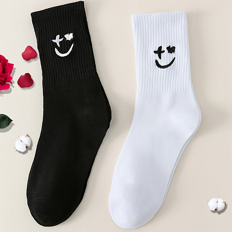 Smiling Face Pattern Mid Tube Socks Women's Stockings & Hosiery