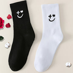 Smiling Face Pattern Mid Tube Socks Women's Stockings & Hosiery