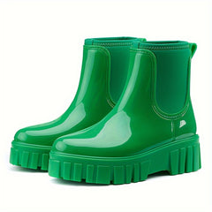 Women's Mid Calf Rain Boots Elastic Mouth Non-slip Waterproof Short B