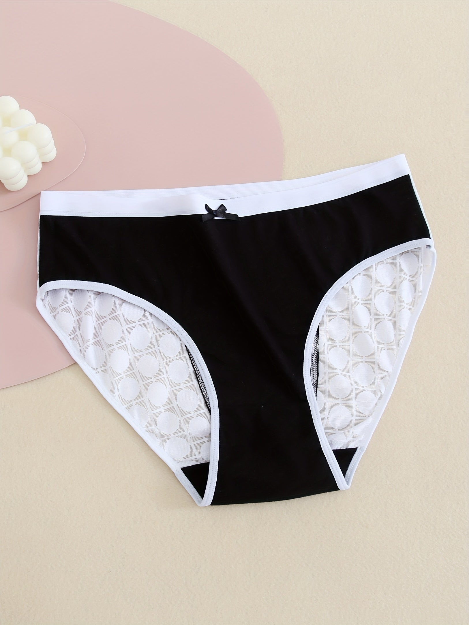 6 Pack Plus Size Seamless Colorblock Lace Briefs Set