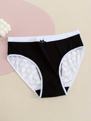 6 Pack Plus Size Seamless Colorblock Lace Briefs Set