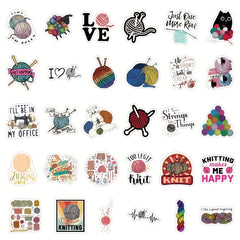 60pcs Knitting Vinyl Stickers Water Bottle Laptop Scrapbooking