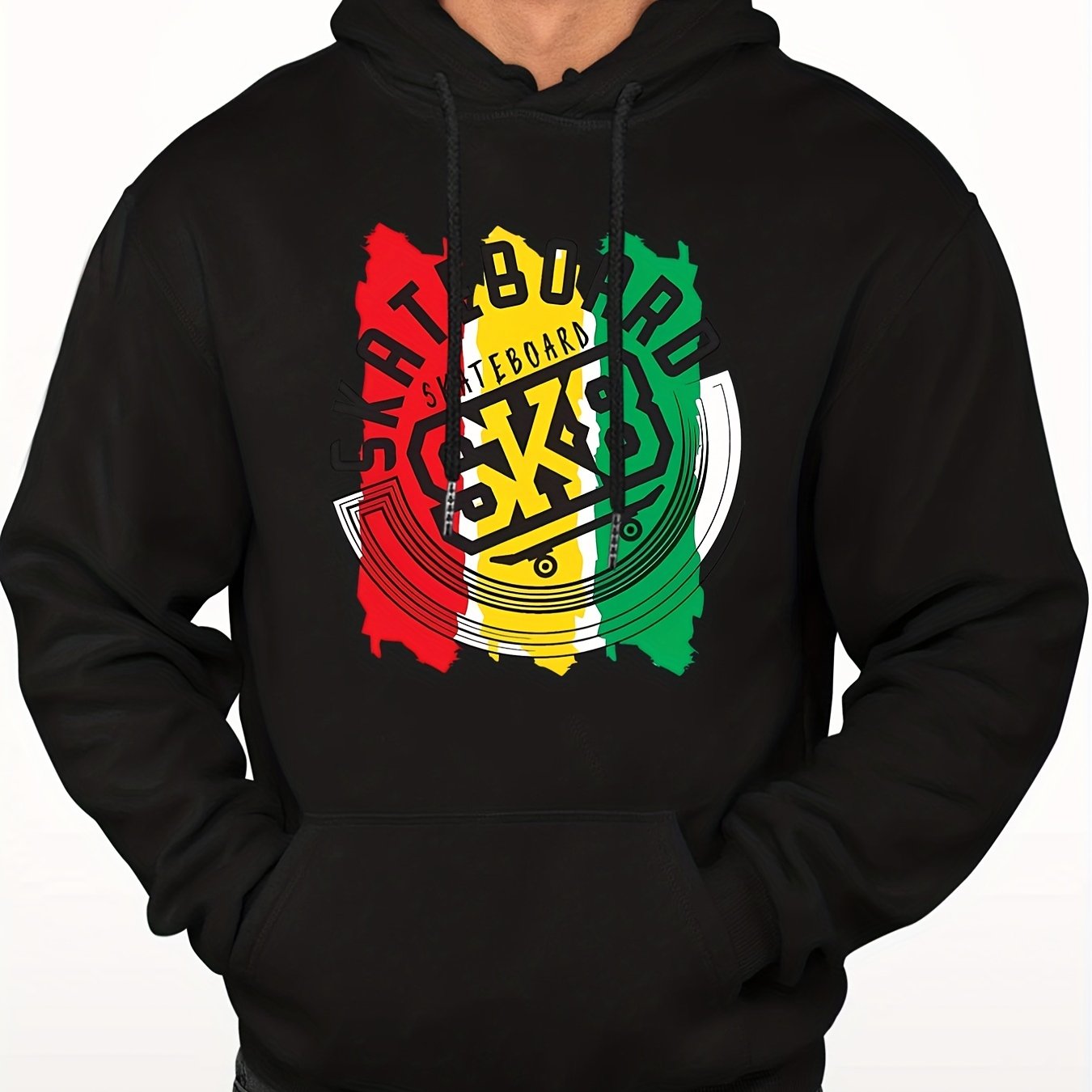 Skateboard Print Hoodie Men's Casual Sweatshirt