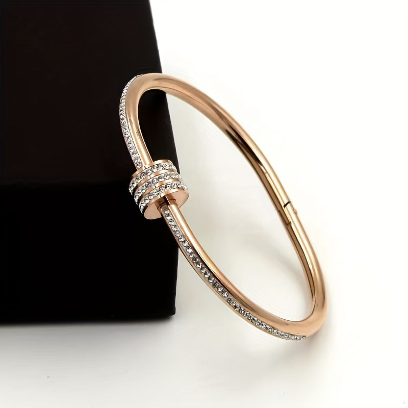 Titanium Steel Hand Jewelry Sparkling Rhinestone Energy Healing Bracelet