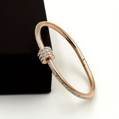 Titanium Steel Hand Jewelry Sparkling Rhinestone Energy Healing Bracelet