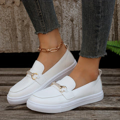 Women's Rhinestone Decor Flat Loafers Slip On Shoes Round Toe Walking Flats