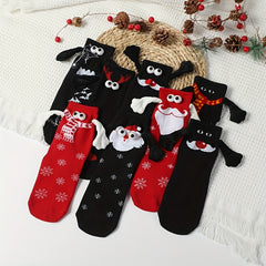 Christmas Hand In Hand Socks - 1 Pair, 4 Pairs, Magnetic, Big Eye Socks