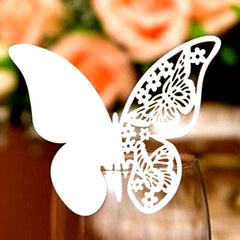 Butterfly Place Cards Silver Pink Set of 50 for Wedding Party Decoration