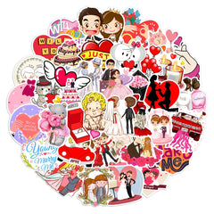 50Pcs Wedding Doodle Stickers Vinyl Waterproof Stickers for Favors