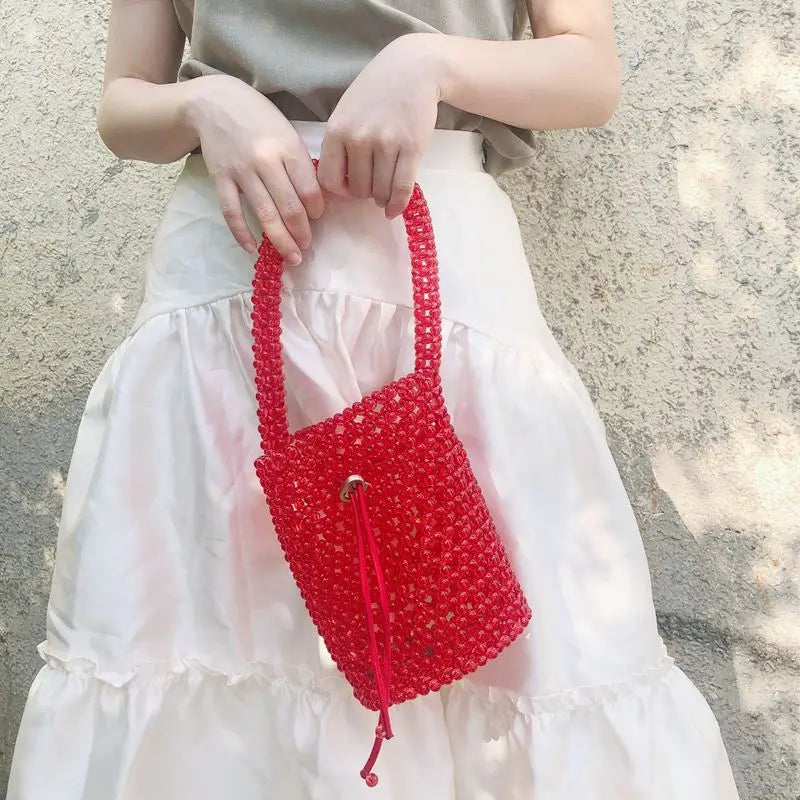 Vintage Vacation Red Bead Bag Handbag