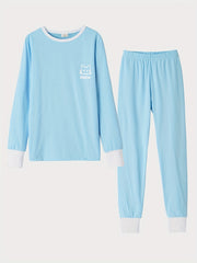 Kid's 2pcs Cat Cartoon PJ Set MY FAV Print Loungewear