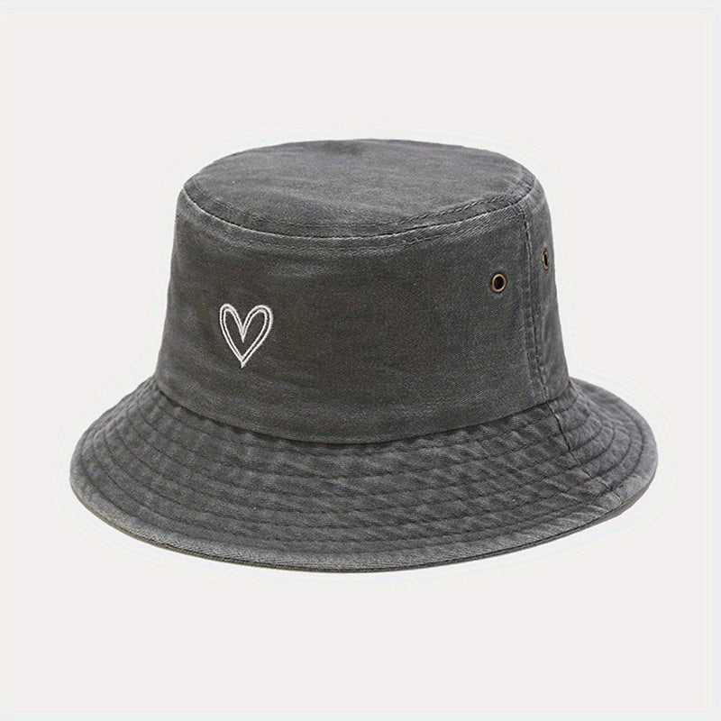 Sunshade Bucket Hat Love Pattern Embroidered Sun Hat