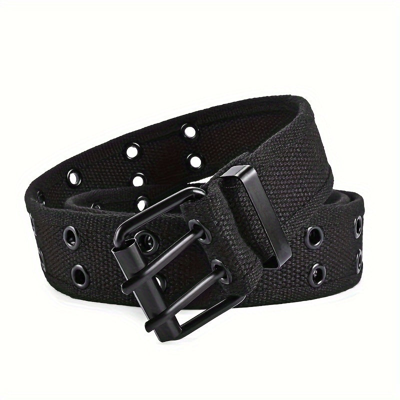 Canvas Belt Double Pin Buckle Men Women Casual Jeans Belt