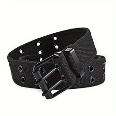 Canvas Belt Double Pin Buckle Men Women Casual Jeans Belt