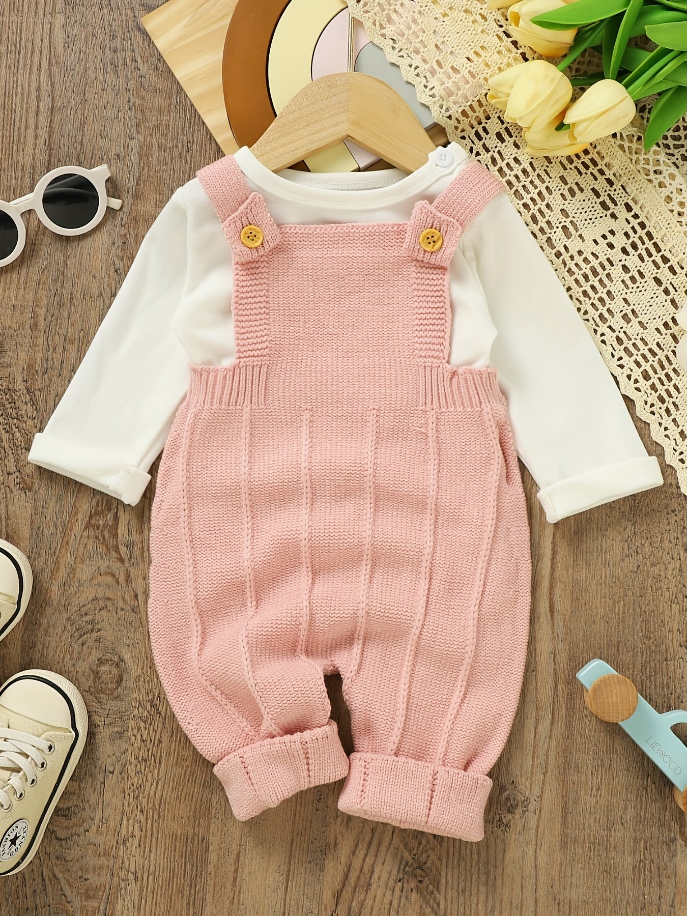 Baby Knit Suspender Romper Overalls