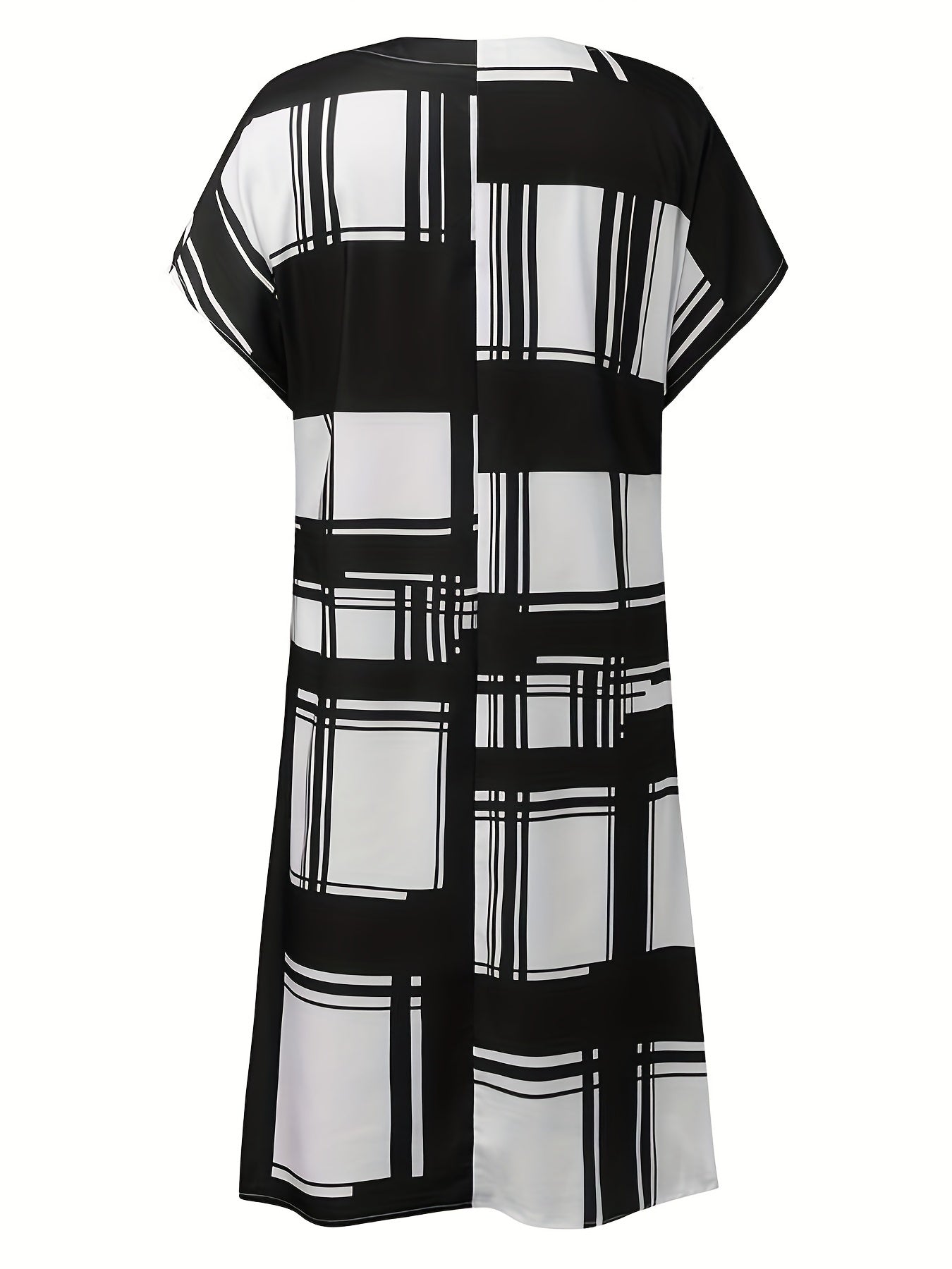 Printed Short Sleeve V-Neck Maxi Dress