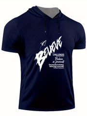 Men's Believe Print Hooded T shirt for Summer Outdoor