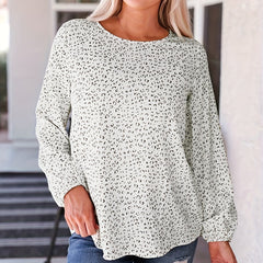 Leopard Print Lantern Sleeve Blouse