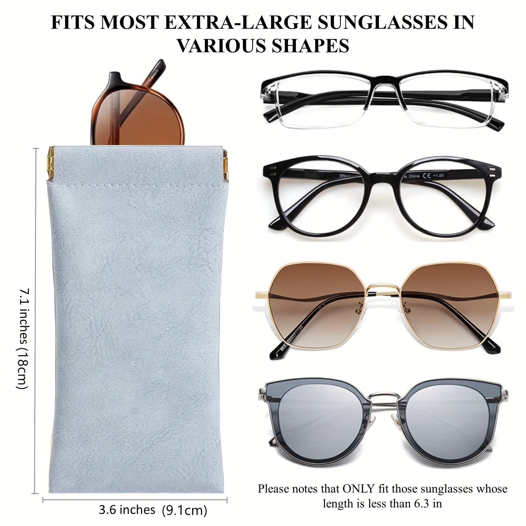 Portable Travel PU Leather Eyeglasses Case Soft Sunglass Organizer Pouch