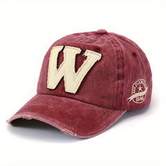 Duck Tongue Baseball Hat Washed Letter W Sun Visor Street Cap