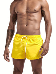 Men's Solid Beach Shorts Quick-drying Drawstring Sports Shorts