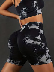 High Waist Tie Dye Yoga Shorts for Women Butt Lifting Leggings