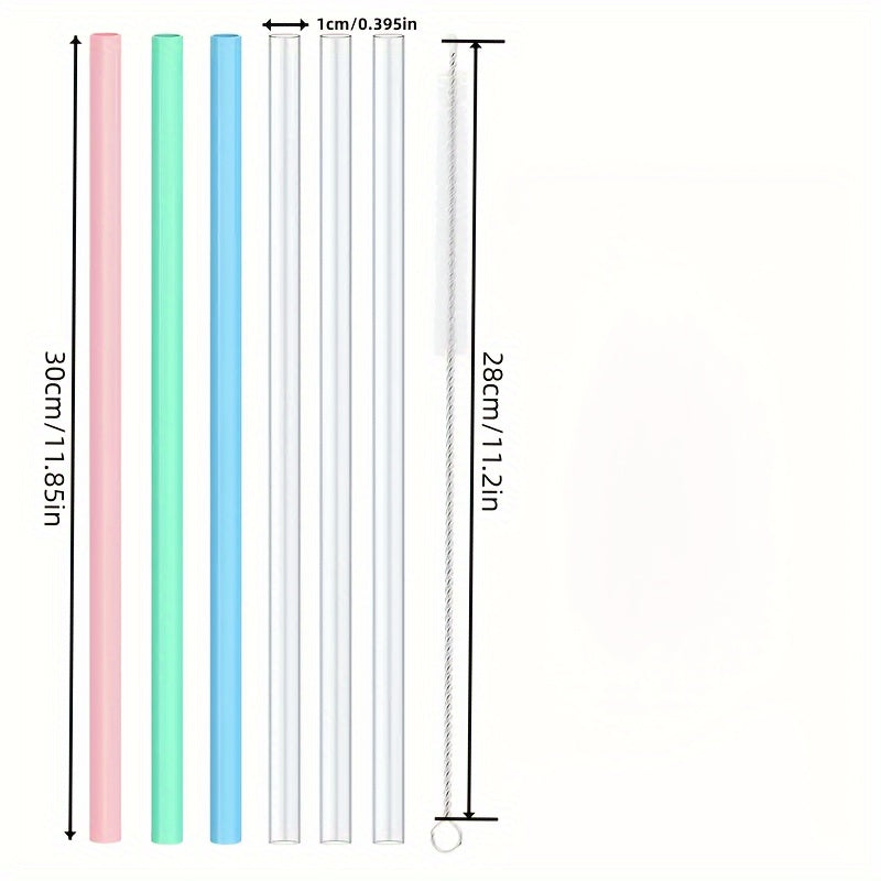 6pcs Reusable Straws with Cleaning Brush for 20oz 30oz 40oz Tumblers