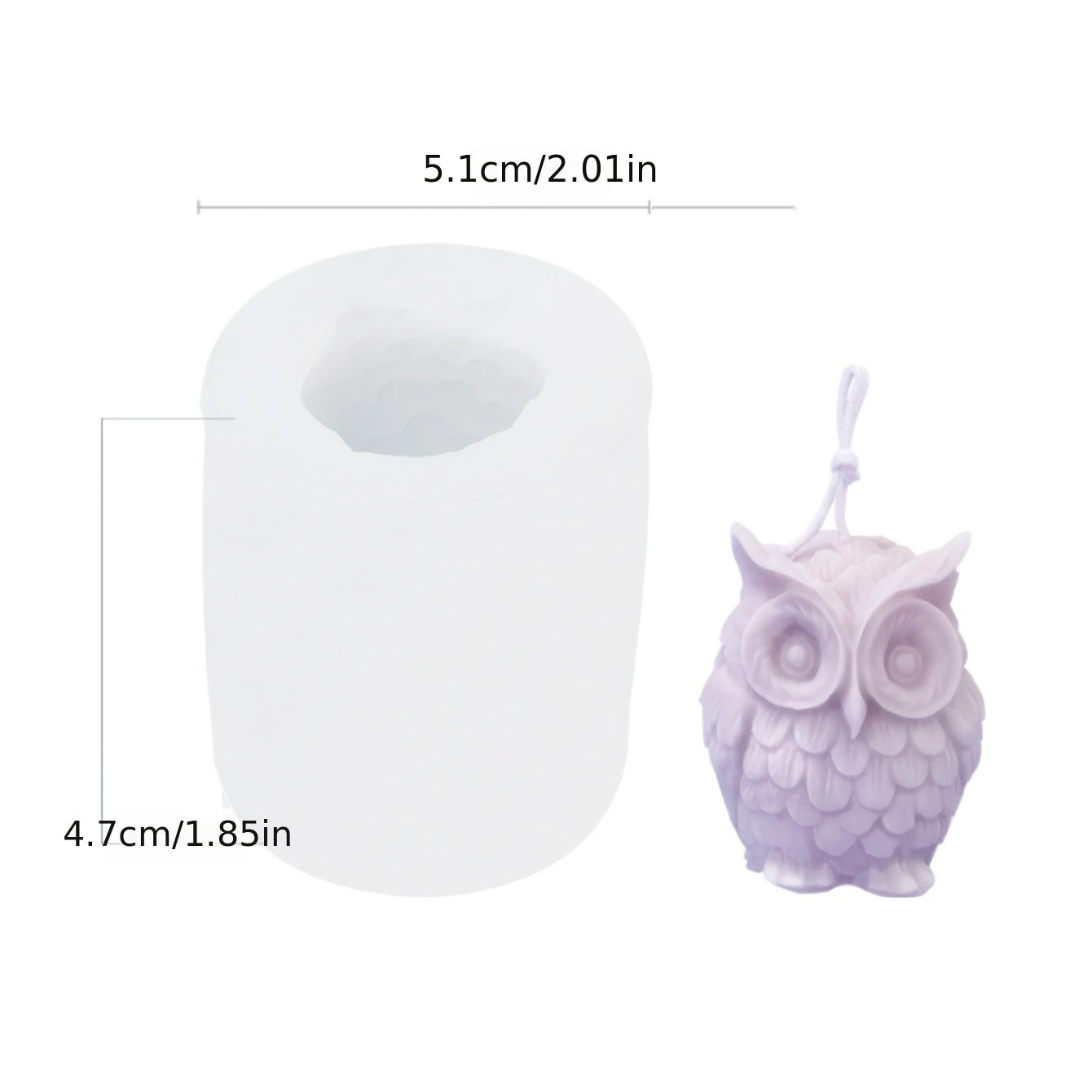 Small Owl Scented Candle Silicone Mold 2.01inch