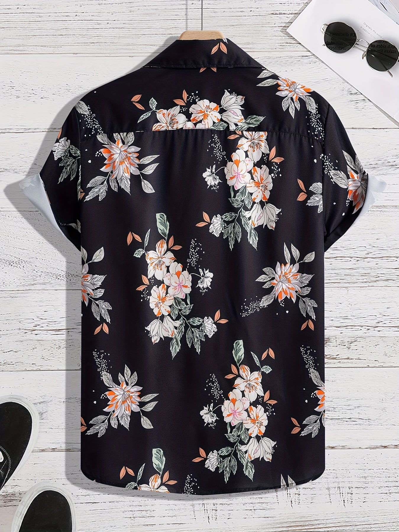 Hawaiian Flower Print Men's Casual Short Sleeve Shirt
