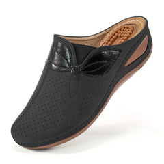 Solid Mesh Breathable Sports Sandals Heighten Faux Leather Slippers