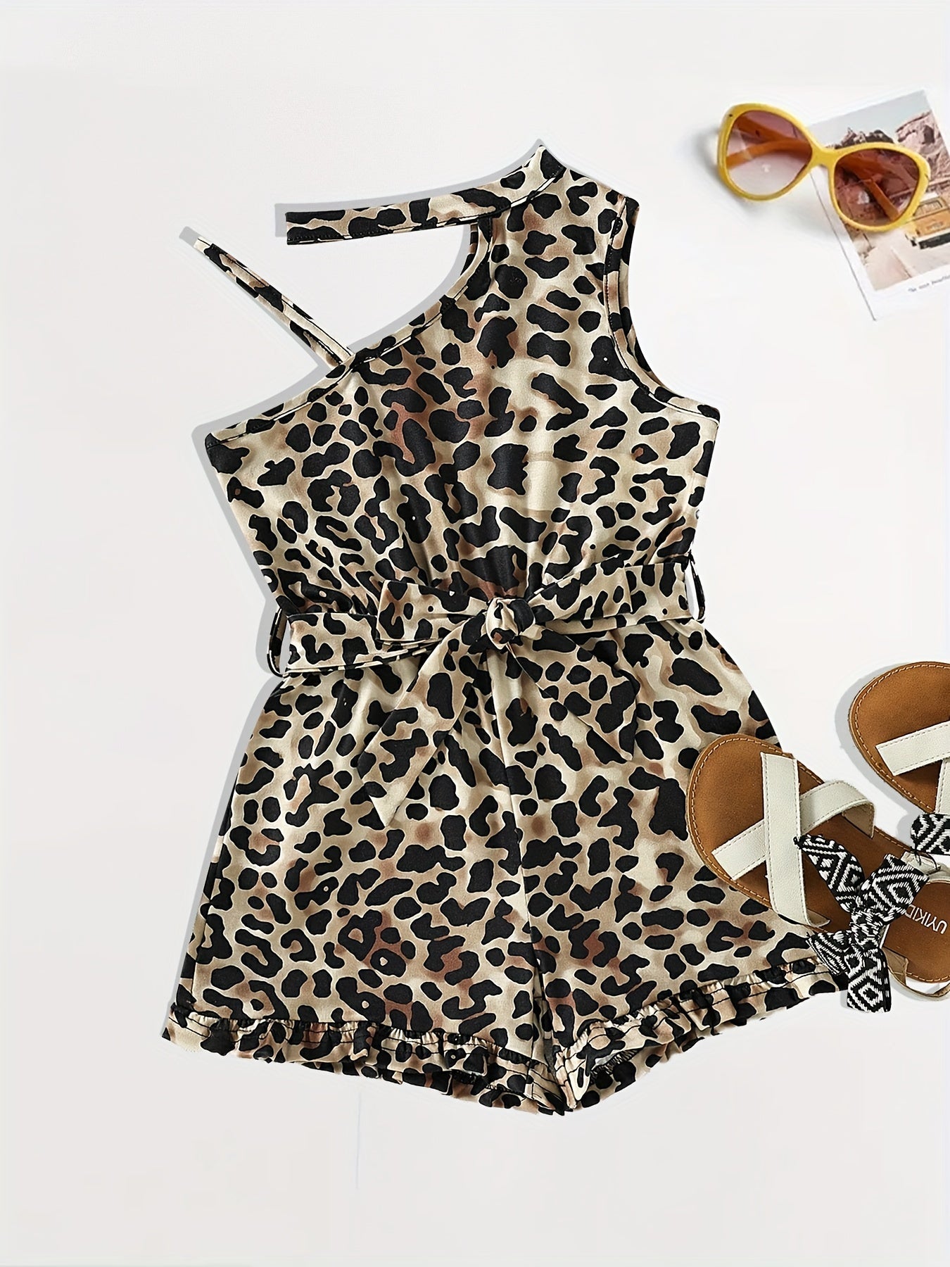 Leopard Print Cami Romper for Girls