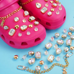 28 PCS Faux Crystal Bear Rhinestones Shoe Charms - Shoe Decoration Accessories