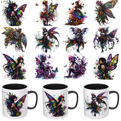 12pcs Gothic Fairy UV DTF Cup Sticker for Party Birthday Home Decoration