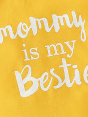 3pcs Baby Girls Mommy Is My Bestie Bee Flowers Onesie & Shorts Set
