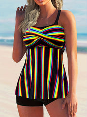 Rainbow Striped Tankini Set