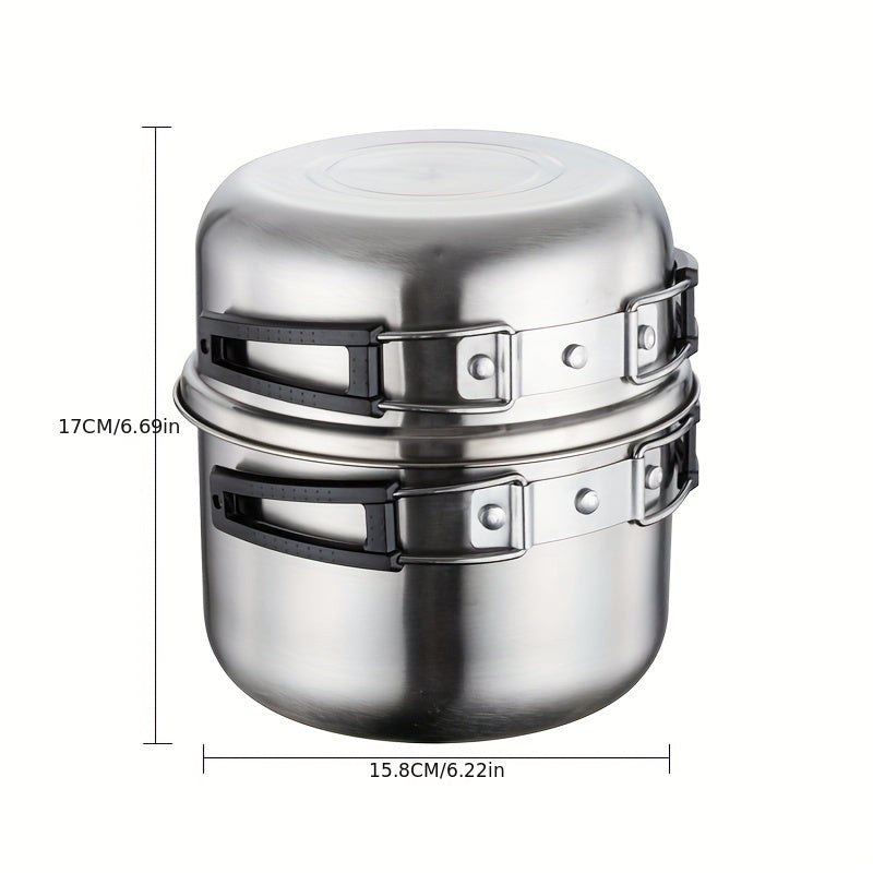 9pcs Stainless Steel Outdoor Pot Set for Camping and Picnic