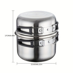 9pcs Stainless Steel Outdoor Pot Set for Camping and Picnic