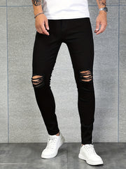 Men's Slim Fit Ripped Jeans Medium Stretch Denim Pants