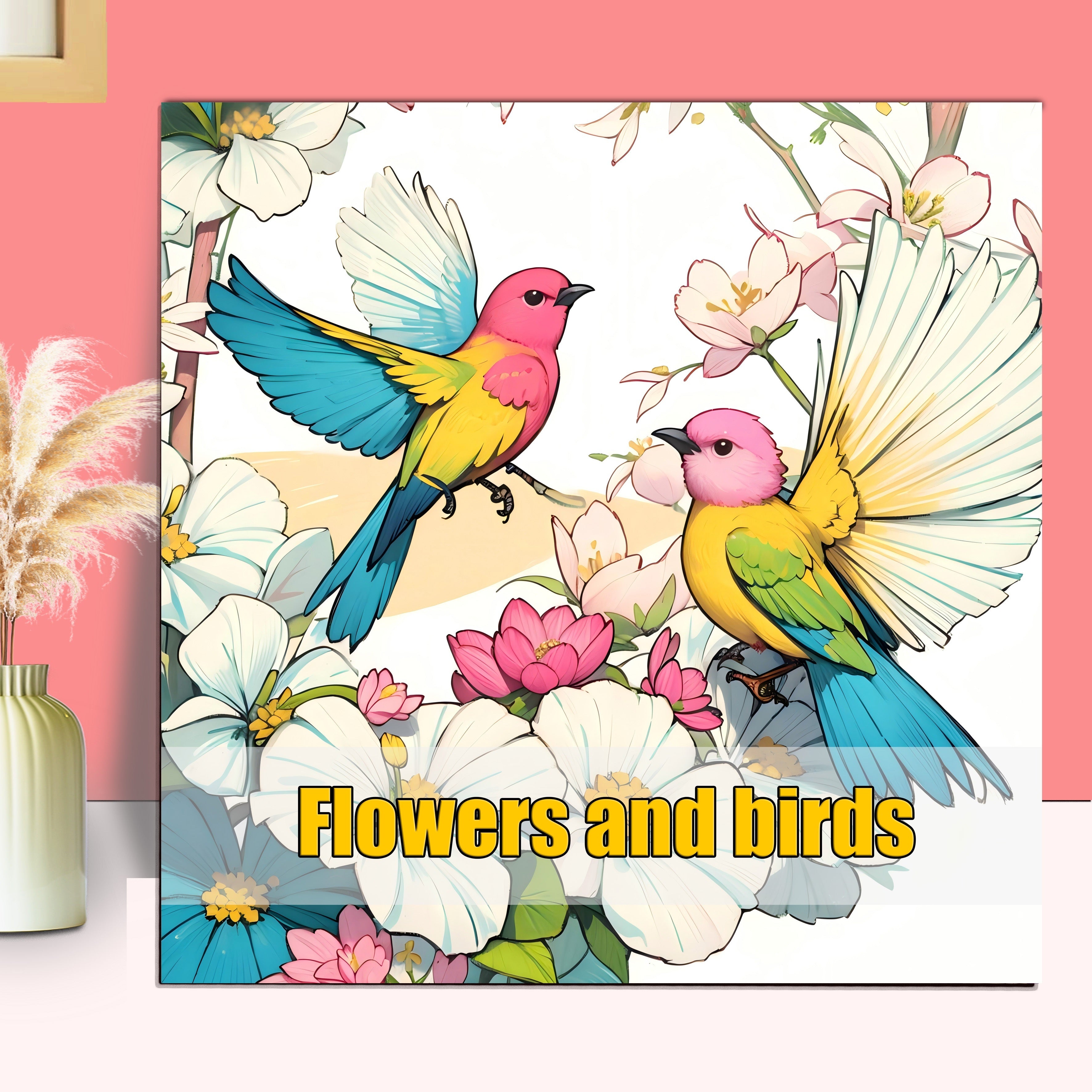 Flowers and Birds Coloring Book Adults Relax Mind Body Painting Picture Book