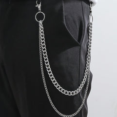 Men's Large Circle Silver Chain with Suit Pants