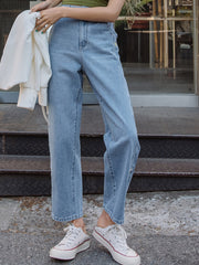 Floral Embroidered Straight Jeans Women's Denim Pants