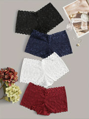 Floral Lace Boyshort Panties Soft Sheer Women's Lingerie