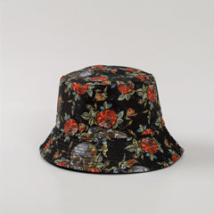 Vintage Print Bucket Hat Casual Sunscreen Basin Hat Hip Hop