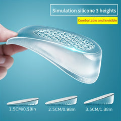 Silicone Gel Height Increase Insole Heel Lifting Inserts Shoe Foot Care