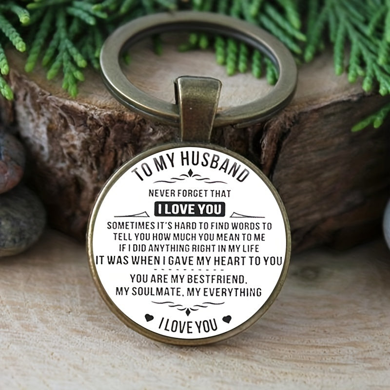To My Husband I Love You Keychain Metal Key Ring Purse Bag Backpack Car Charm