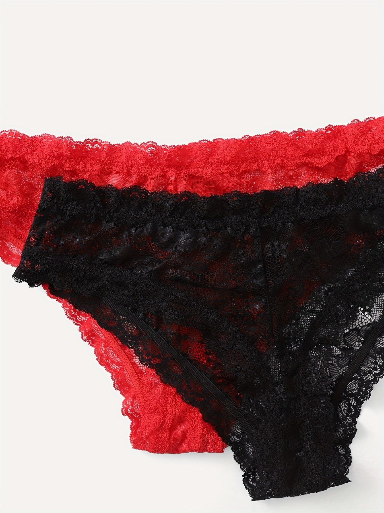 3-Pack Plus Size Floral Lace Underwear Set for Women Semi Sheer