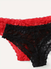 3-Pack Plus Size Floral Lace Underwear Set for Women Semi Sheer