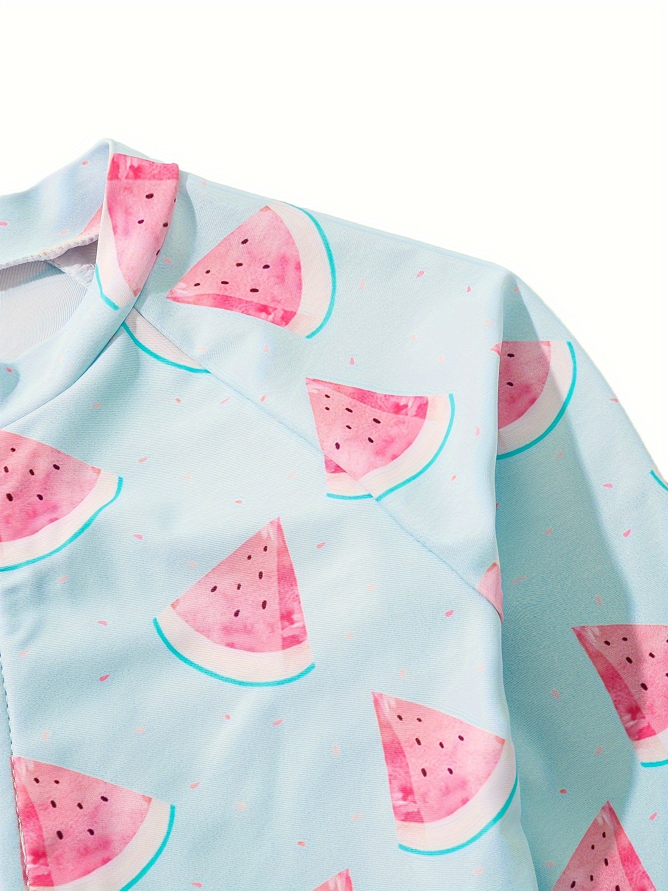 Watermelon Graphic Long Sleeve 1pc Swimsuit Girls Summer Clothes Gift