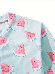 Watermelon Graphic Long Sleeve 1pc Swimsuit Girls Summer Clothes Gift